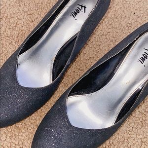black glitter heels